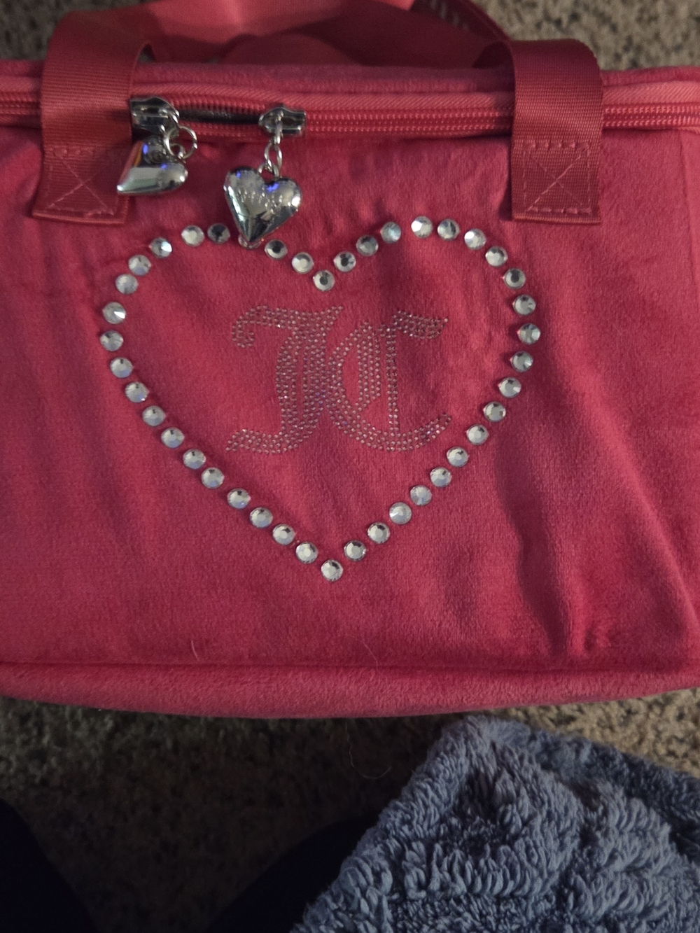 Juicy Couture Hot Pink Heart-Embellished Insulated Lunch Tote Bag - Picture 2 of 11